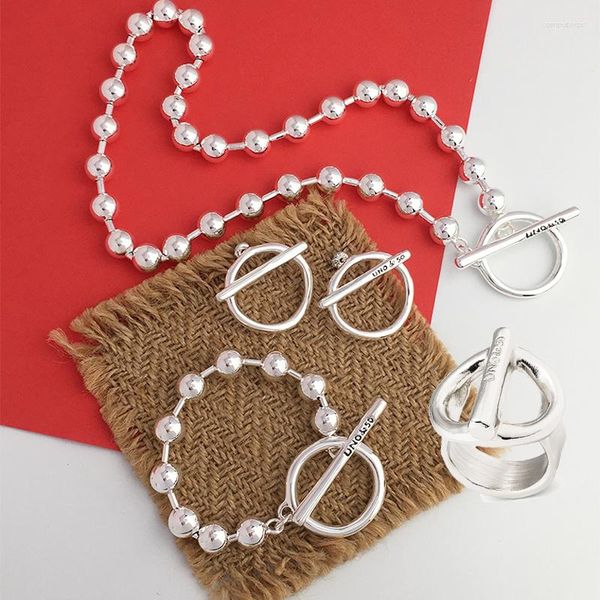 Серьги по ожерелью установлены высококачественные испанские бусины женский серебряный серебряный браслет роскошной кольцо Unode50