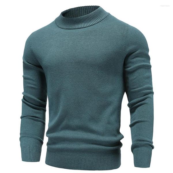 Männer Pullover Winter Mock Neck Pullover Fasion Einfarbig Warme Gestrickte Pullover Männer Casual Elastische Männliche Herbst Strickwaren