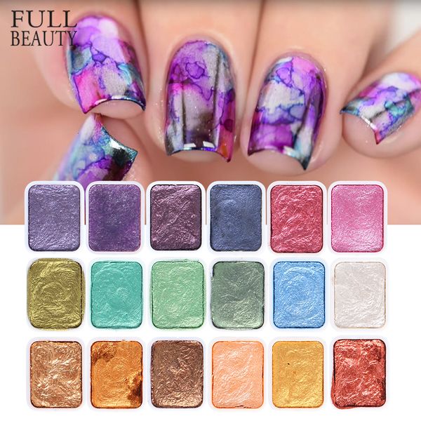 Nagelglitter 1Set Schimmer Perle Kunst Pigment Aquarell Feste Farben Set Holographische Aurora Dekoration Acuarelas CH19151 230802