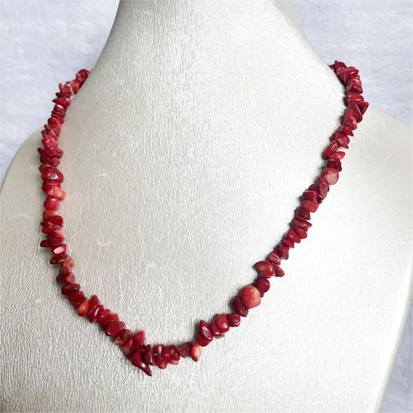 Catene di piccole dimensioni corallo rosso collana di ghiaia a forma libera irregolare per gioielli in pietra naturale accessori per collare girocollo 3-5-8mm