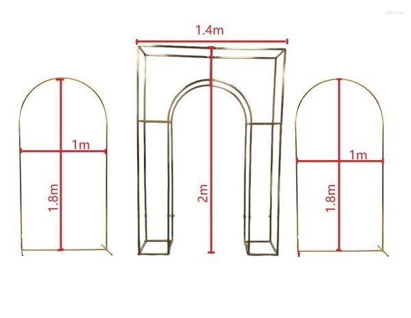 Decoração de festa 3 peças 2023 estrutura de tela de ferro para casamento ao ar livre prateleira de flores decorativas fundo arco dourado