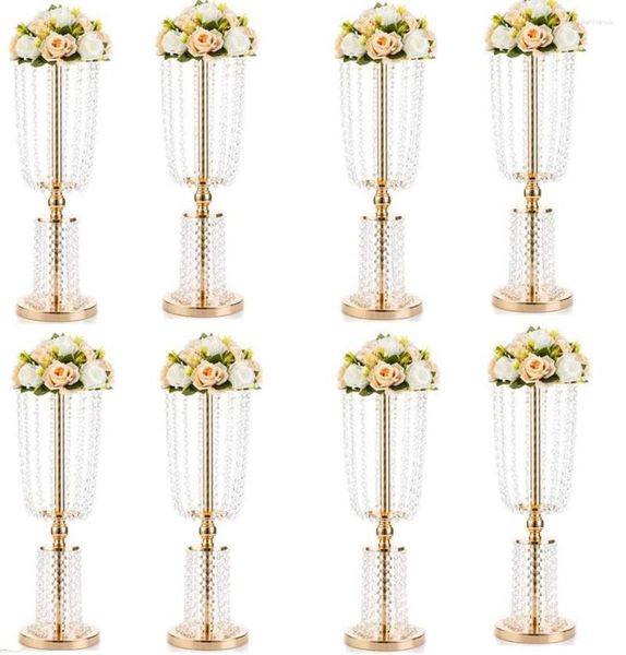 Decorazione per feste 8 pezzi Vasi oro/argento per centrotavola Vaso alto in metallo di cristallo Porta fiori Centrotavola per matrimonio Lampadario