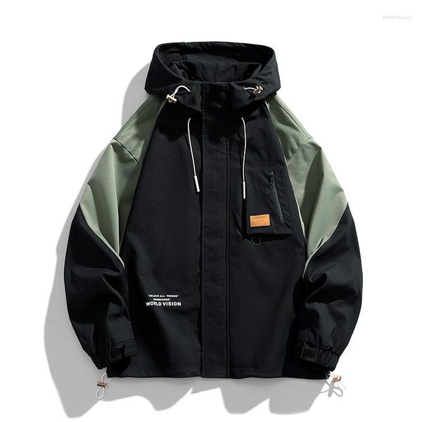 Giacche da uomo Giacca da uomo Primavera Militare Multi tasca Cappotti da esterno allentati Giacca a vento impermeabile con cappuccio Uomo Taglie forti 7XL 8XL 9XL