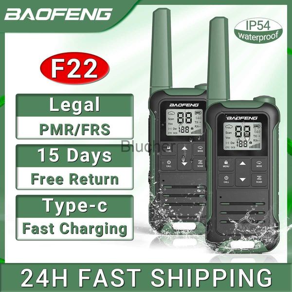 Walkie Talkie 2 pçs Baofeng F22 Mini Walkie Talkie à prova d'água Typec Charger PMR446 Licencefree Twoway Radios Display LCD Para Hunt Restaurant x0802