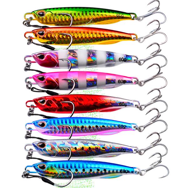 Esche esche 8 Pcslot Jigging Lure Fishing Metal Spinner Spoon Fish Bait Jigs Japan Tackle Pesca Bass Tuna Trout Set 230802