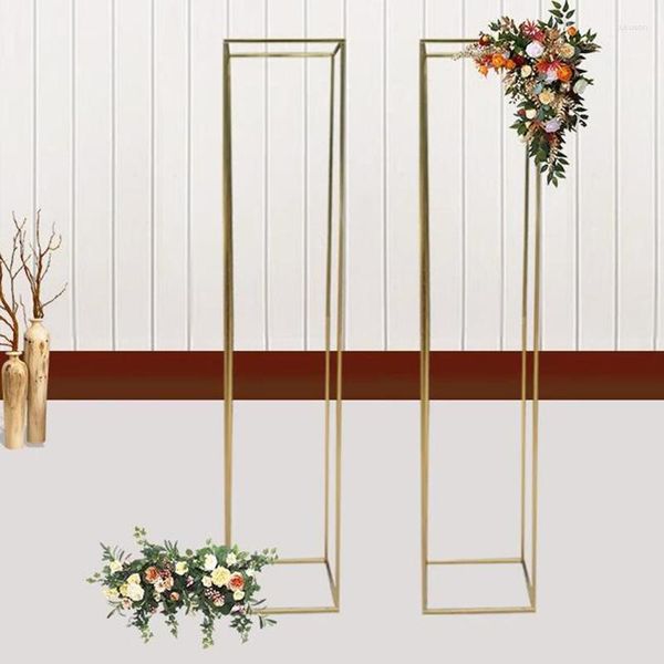 Decoração de festa Adereços de casamento Fundo banhado a ouro Arco de flor de ferro Tela quadrada Quadro de exibição ao ar livre