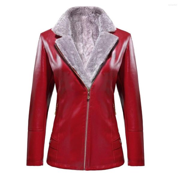 Frauen Leder Winter Ankunft Weibliche Faux Stoff Roten Mantel Plus Größe Samt Dicken PU Mädchen Jacken Mantel Frauen 5xl 6xl