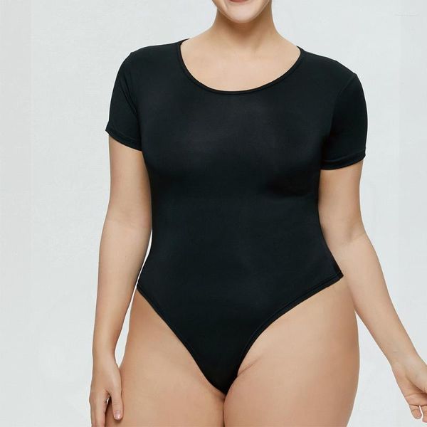 Damen-Shaper-Body für Damen, Übergröße, Overall, elastisch, nahtlos, eng, langärmelig, U-Ausschnitt, formend, Yoga, sexy Shapewear