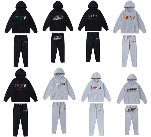 2024 Tute da uomo Trapstar Tute da uomo Tiger Head Trapstar Shooters Tuta da ginnastica Asciugamano Ricamo da donna Tuta in pile con cappuccio Pantaloni Set designer