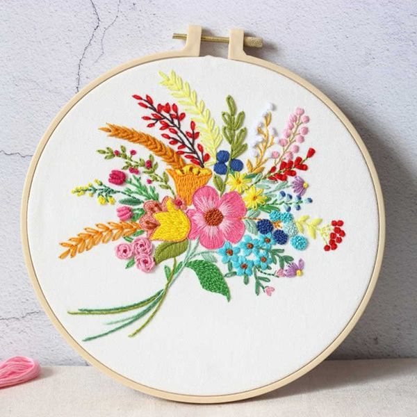 Produkte im chinesischen Stil Pflanzen Blumen Stickerei Nadel DIY Retro Cross Stitch Materialpaket handgenäht für Anfänger Handarbeit für Anfänger