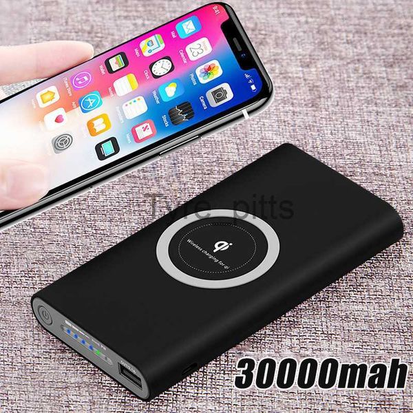 Drahtlose Ladegeräte 30000 mah Power Bank Tragbare Drahtlose Aufladen Powerbank Externe Batterie Pack Telefon Ladegerät Poverbank Für iPhone Samsung Xiaomi x0803