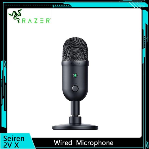 Microfones Razer Seiren V2 X Microfone condensador USB para streaming e jogos no PC Padrão de captação supercardióide