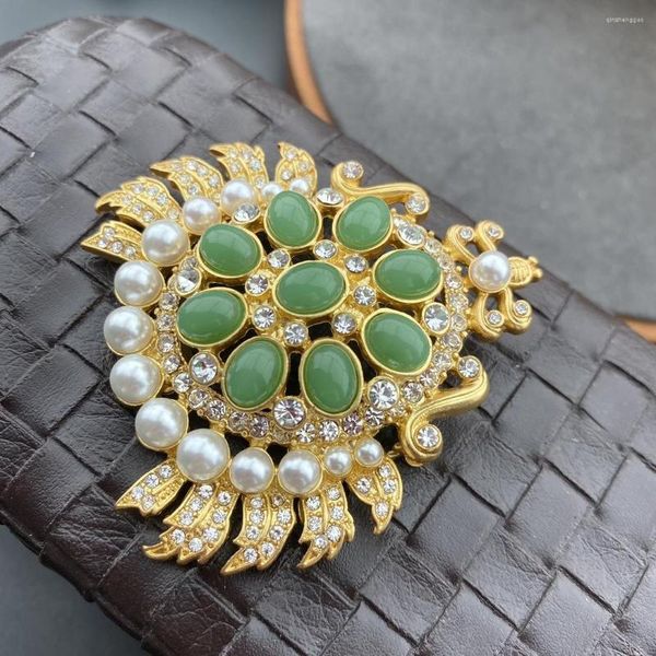 Spille Du Fu Retro Vintage Styling Stile Chic Piccola Pietra Verde Zircone Ceco Spilla Intarsiata Gioielli Per Donna Alla Moda