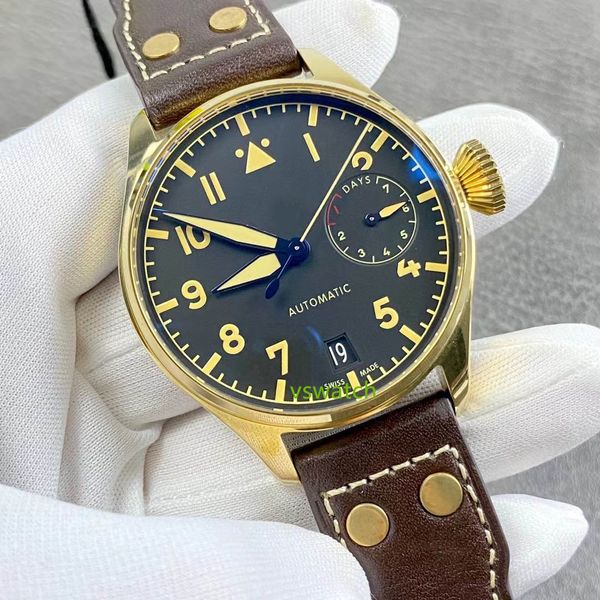 ZF Automatische mechanische Bewegungsdurchmesser 46 mm Bronze Uhr Hülle Sapphire Kristallglas Datumsreserve -Anzeige