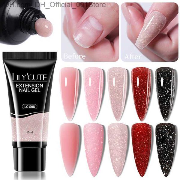 Nagellack LILYCUTE 10/15 ml Schnellverlängerungs-Gel-Nagellack Nude Glitter Pink Transparent French Nail Fingerverlängerung Nail Art Lack Z230802