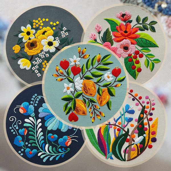 Produkte im chinesischen Stil, Blumen-Stickerei-Materialpaket, DIY-Handarbeit, Stickerei, Kreuzstich für Anfänger, Dekor, Gemälde, halbfertig