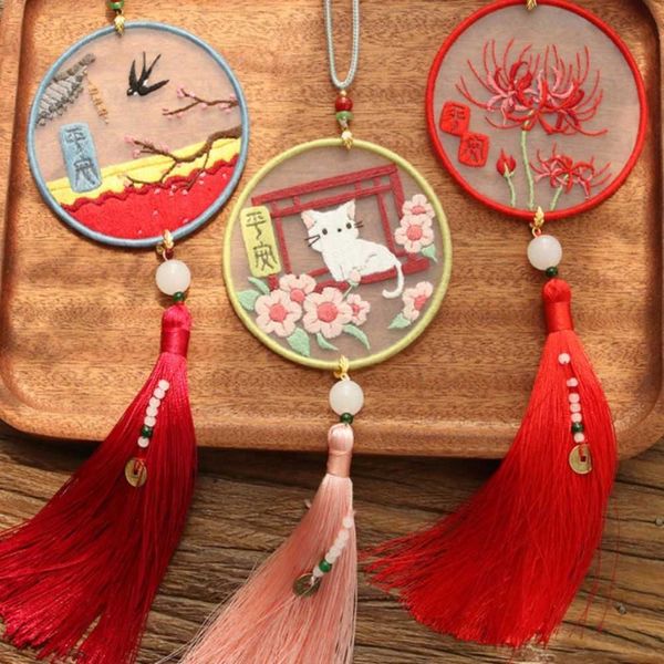 Produtos de estilo chinês novo diy bordado marcador flores planta padrão cor threads pacote material bordado starter carro ornamentos para casa