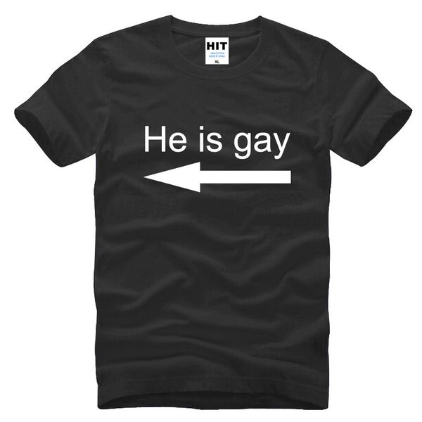 ele é gay camisetas de algodão estampadas com letras engraçadas camisetas casuais gola redonda para homens verão casual estilo de rua manga curta tópico gay tops de moda masculinos camiseta gráfico de seta