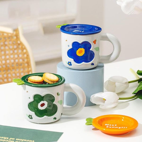 Tazze Stile coreano Creativo Rilievo Tazza in ceramica Famiglia Simpatica impugnatura Tazza d'acqua Sicurezza universale Comode tazze da caffè per ufficio