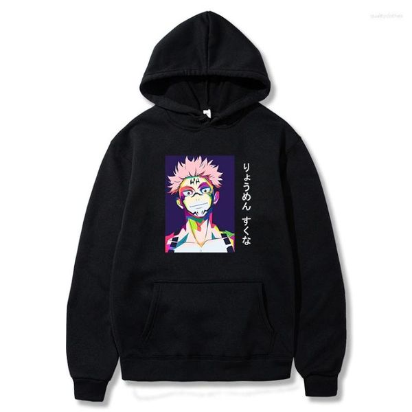 Felpe con cappuccio da uomo Cool Anime Design Jujutsu Kaisen Ryomen Sukuna Kanji Uomo Donna Qualità Streetwear Fleece Felpa Dropship Abbigliamento