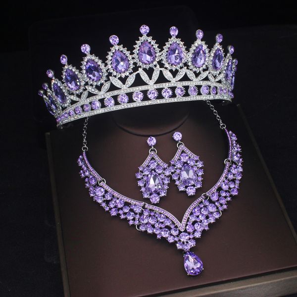 Hochzeit Schmuck Sets Luxus Kristall Braut Für Frauen Mädchen Prinzessin TiaraCrown Ohrring Halskette Zubehör 230803