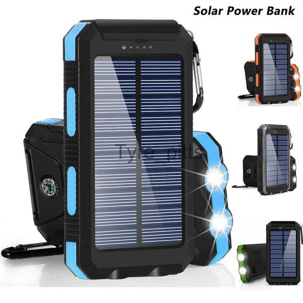 Carregadores sem fio 20000mAh Portable Solar Power Bank Carregamento Poverbank Três defesas Carregador de Bateria Externo Forte Luz LED Dupla Alimentação USB x0803