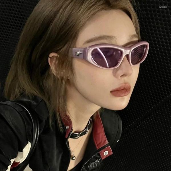 Óculos de sol Y2K Star Goggle Steampunk Women Outdoor Cycling Glasses Fashion Trends Riding UV400 Polaroid