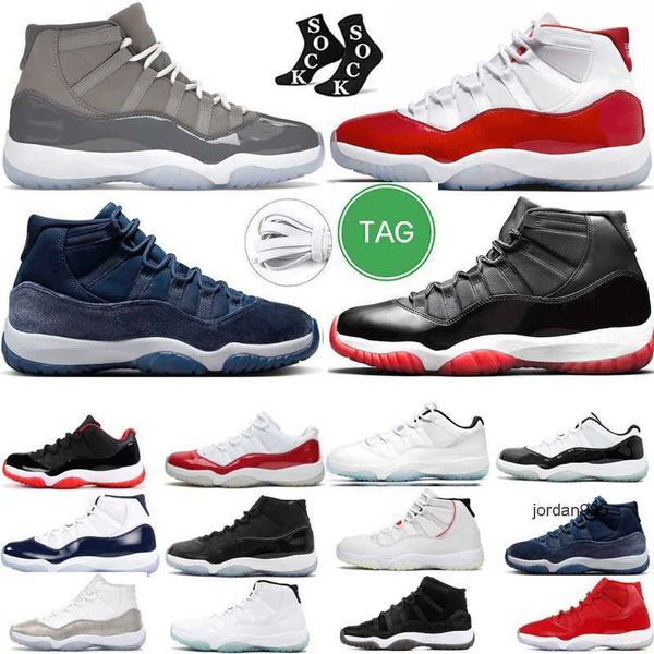 2024 Cherry tamanho 13 Jumpman 11 11s Sapatos de basquete femininos 72-10 Low Cool Grey 25th Anniversary Bred Metallic Silver Pure Violet Mens Trainers Sport Tennis