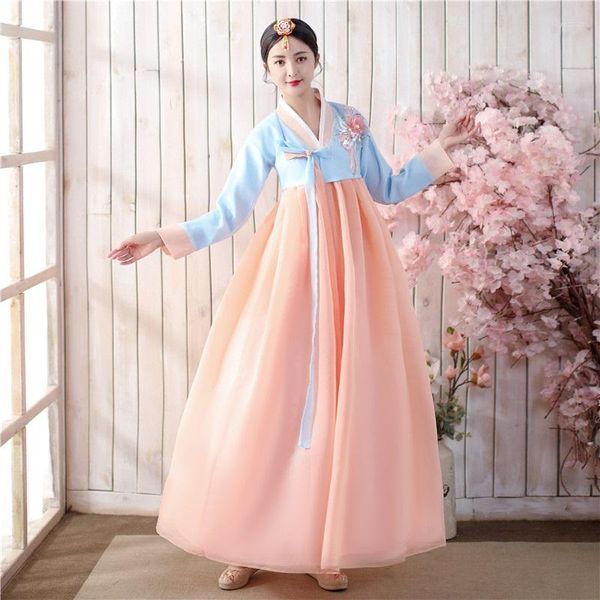 Vestuário étnico Tradicional Coreano Vestido Hanbok Antiga Princesa Traje de Dança Folclórica Feminina 10743