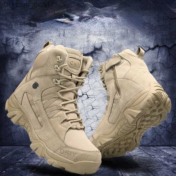 Botas masculinas botas táticas militares forças especiais couro deserto combate tornozelo botas do exército sapatos masculinos plus size 2023 z230803