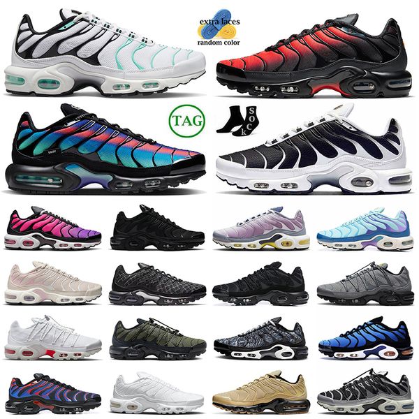 Tênis de corrida Sports Plus Tn Tns para homens e mulheres. Unity Triple Preto Branco Dusk França Rosa Toggle Lacing Ar Tênis Jogging Sapato Outdoor 36-46