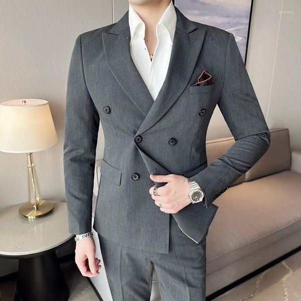 Herrenanzüge, Blazer, Set für Männer (Jacke und Hose), zweiteilig, 2023, solide Business-Casual, schmale Passform, formelles Kleid, Bräutigam, Smoking, Hochzeit