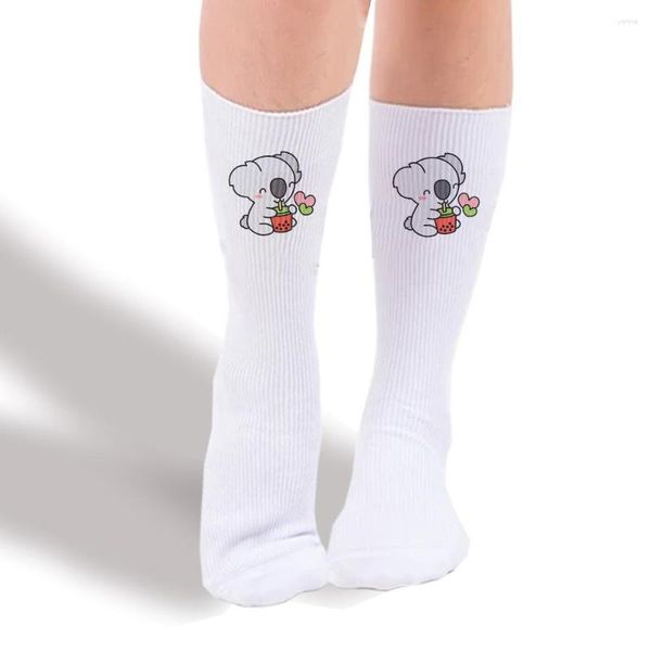 Frauen Socken Harajuku lange Socke Cartoon Koala Bär Druck Kunst süße Frühling Tier literarische Kawaii Mädchen mittlere Baumwollstrumpf lustig