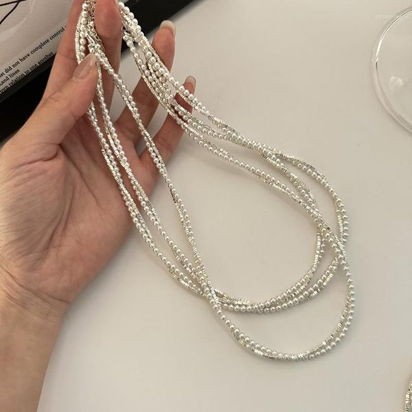 Anhänger SHANICE S925 Sterling Silber Kette Halsketten Für Frauen Doppel Schicht Wicklung Perle Mode Schmuck Zubehör