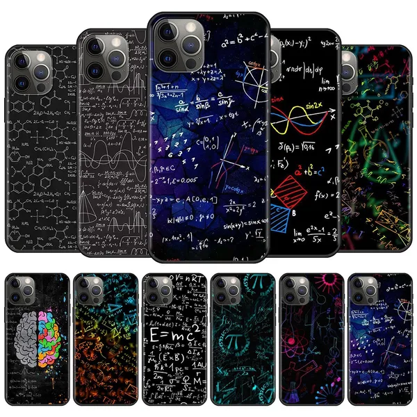 IP15 Função Matemática Soft TPU Case Para Iphone 15 Plus 14 Pro MAX 13 12 11 XR XS 8 7 iPhone15 Symbol Black Silicone Mobile Smart Phone Back Cover Skin