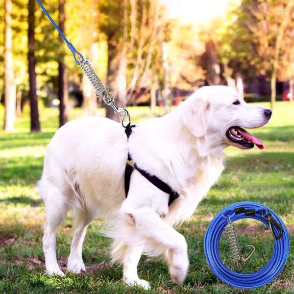 Coleiras para cães Cabo de amarração com duas pontas em aço inoxidável Corda de corrida prática para animais de estimação caminhadas ao ar livre