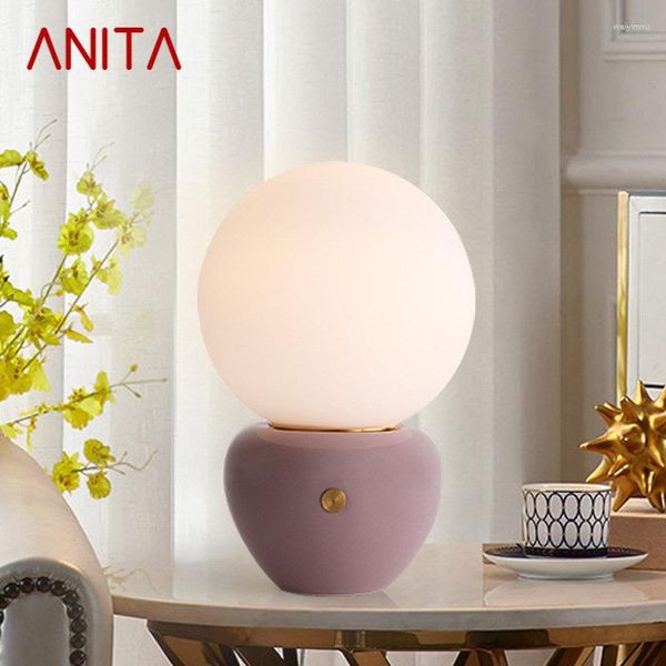 Tischlampen ANITA Keramik neben Touch Dimmer Zeitgenössische Smart LED Nordic Kreative dekorative Schreibtischbeleuchtung