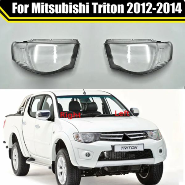 Para mitsubishi triton 2012-2014 carro frente farol capa auto farol abajur abajur cabeça lâmpada vidro lente shell