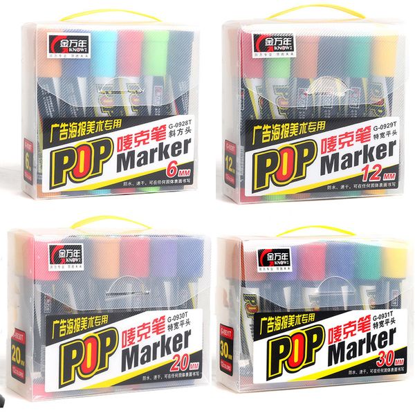 Маркеры оригинал Genvana/Know Pop Art Color Marker 12pcs Oily Bark Mark Pen 6/12/20/30 мм для манги плакат Реклама для детей подарок 230803
