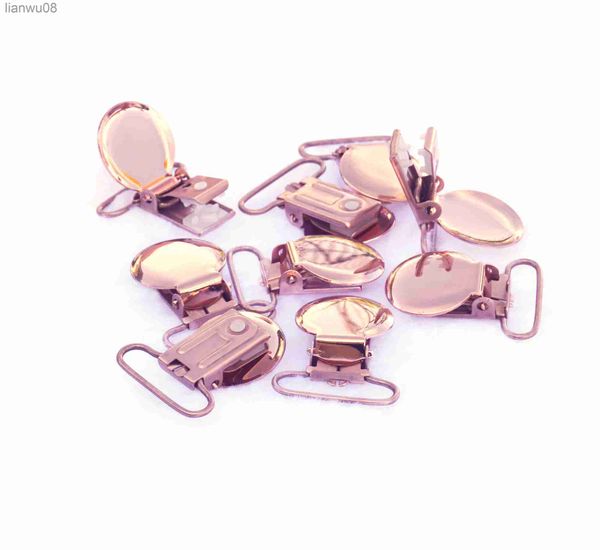 Ciucci # 10Pcs Clip per ciuccio per ciuccio a forma rotonda in oro rosa Clip per ciuccio per neonato con inserto in plastica per nastro da 25 mm x0804