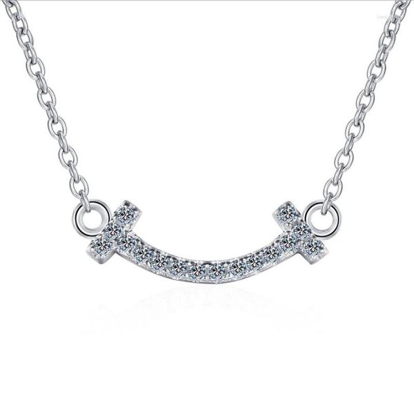 Zincirler WZ00069 Lefei Moda Elmas Set Lüks Basit Klasik Moissanite Gülümseme Kolye Kız Kadınlar S925 STERLING Silver Party Takı