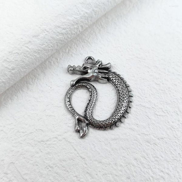 Charms Drache 49x39mm tibetische Bronze Silber Farbe Anhänger antike Schmuckherstellung DIY handgemachte Handwerk Großhandel