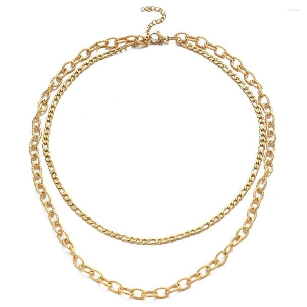 Correntes MinaMaMaStainless Steel Multi-layer Spiral Figaro Link Chain Necklace For Women Gargantilha Colar Hip Hop Jóias Presente