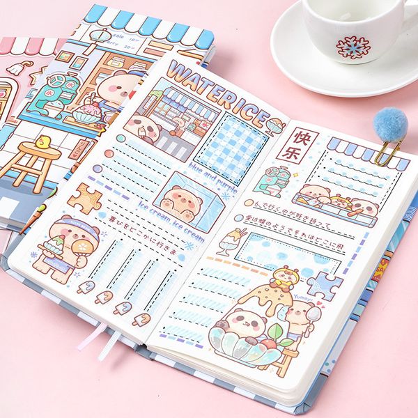 Blocos de notas A6 Cute Anime Cartoon Agenda Planner Notebooks for Girls Diary Weekly Monthly Paper Grid Paper Material escolar Mini 230803