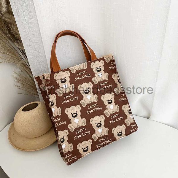 Borse a tracolla 2021 Fashion Simple Large Capacity Contrast Color Little Bear Cute Tote Bag Student Commuter Handheld Shopping Bagsstylishhandbagsstore