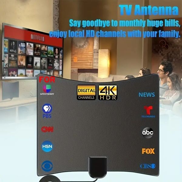 Телевизионная антенна для Smart TV, Antenna TV Digital HD Indoor, поддержка 4K 1080p с сигналом Booster-157inch Coax TV Support All HD-канал