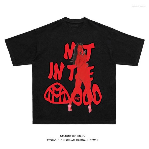Camisetas Masculinas 23 Sicko From Pain Not In The Mood Devil T-Shirt Hip Hop Skate Street Cotton T-Shirts Tee Top Kenye #A30