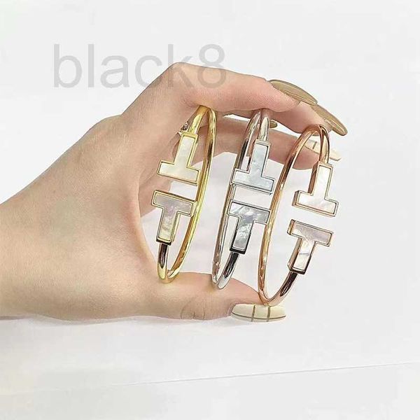 Bangle Designer S925 Sterling Silver New Wide Double T Bracciali Fashion Versatile Advanced Women's Diamond Bracelet XMDY
