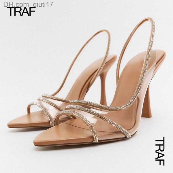 Обувь обувь Traf Summer's Women's Transparent High Heel Sandals Женские сандалии 2023 высокие каблуки сандалии Z230804