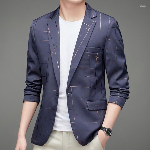 Erkek Suit 2023 Altın Tel Takım İnce İş Blazer Ceket Koreli Düğün Sosyal Ofis Elbise Sokak Giyim Homme
